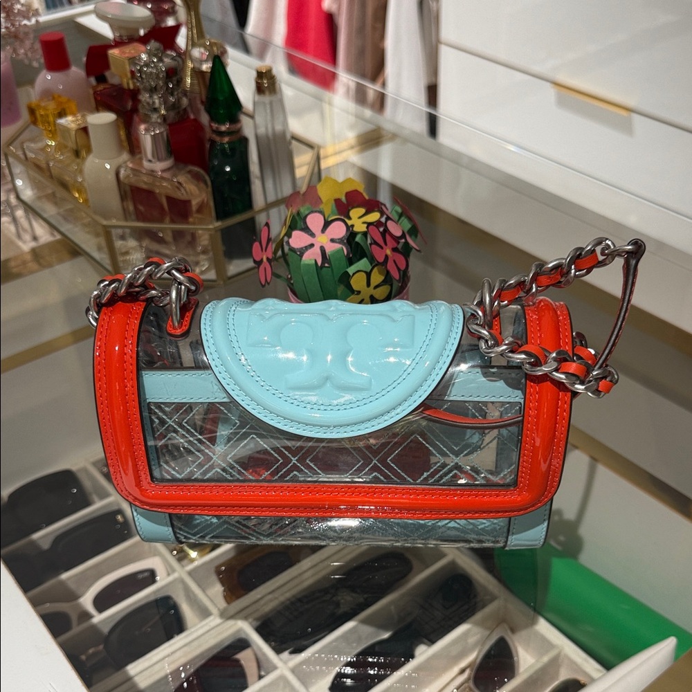 Tory Burch .Stylish Blue and Red Women's Bag.